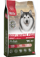 Blitz Holistic Grain Free Adult Dog All Breeds с говядиной и белой рыбой