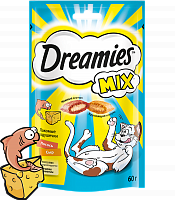 Dreamies MIX Лакомые подушечки со вкусом лосося и сыра, 60 гр