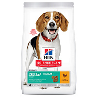 Hill's Science Plan Adult Perfect Weight Medium для взрослых собак средних пород для поддержания оптимального веса с курицей, 12 кг