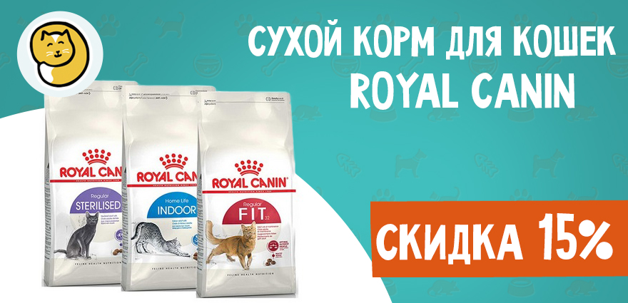 Сухой корм Royal Canin для кошек со скидкой 15% при покупке 2-ух пачек