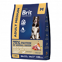 Brit Premium Dog Adult Medium с индейкой и телятиной для взрослых собак средних пород