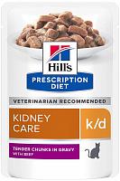 Hill's Prescription Diet Pouch k/d Feline с говядиной в соусе, 85 гр