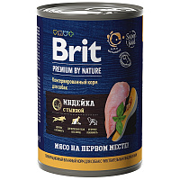 Brit Premium by Nature Консервы с индейкой и тыквой для взрослых собак всех пород с чувствительным пищеварением, 410 гр