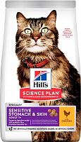 Hill's Science Plan Sensitive Stomach & Skin для кошек с чувствительным пищеварением и кожей с курицей
