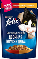 Felix Двойная вкуснятина с говядиной и домашней птицей в желе, 85 гр