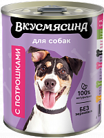 Вкусмясина Влажный корм для собак с потрошками, 340 гр
