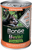 Monge Dog BWild Grain Free Puppy&Junior Anatra Консервы из утки с тыквой и кабачками для щенков, 400 гр