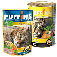 PUFFINS Сочные кусочки курицы в желе для кошек