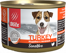 Blitz Sensitive Dog Консервированный корм для собак всех пород и возрастов с индейкой и печенью
