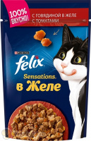 Felix Sensations с говядиной и томатами в желе, 85 гр
