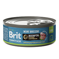 Brit Premium by Nature Консервы ассорти из птицы с потрошками для взрослых собак мелких пород, 100 гр