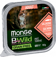 Monge Cat BWild Grain Free Консервы из лосося с овощами для взрослых кошек, 100 гр