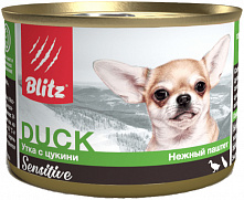 Blitz Sensitive Small Breed Нежный паштет для собак мелких пород всех возрастов с уткой и цукини, 200 гр