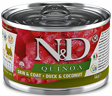 Farmina N&D Quinoa Wet Mini Adult Dog Skin&Coat с уткой и кокосом, 140 гр