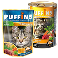 PUFFINS Мясное ассорти в нежном желе для кошек