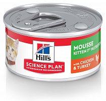 Hill's Science Plan Kitten Mousse Нежный мусс для котят до 12 месяцев с курицей и индейкой, 82 гр