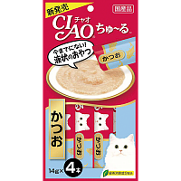 INABA CIAO Churu Лакомство-пюре для кошек Тунец Кацуо, 56 гр (14 гр×4 шт)