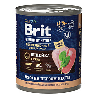 Brit Premium by Nature Консервы с индейкой и уткой для взрослых собак всех пород, 850 гр