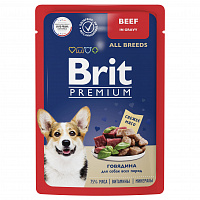 Brit Premium Пауч говядина в соусе для взрослых собак всех пород, 85 гр