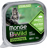 Monge Cat BWild Grain Free Sterilised Консервы из мяса кабана с овощами для стерилизованных кошек, 100 гр