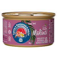 Molina Консервы для кошек тунец и креветки в желе, 70 гр