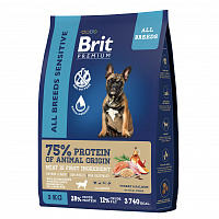 Brit Premium Dog Sensitive с лососем и индейкой для взрослых собак всех пород с чувствительным пищеварением