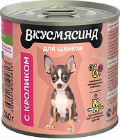 Вкусмясина Влажный корм для щенков с кроликом, 240 гр
