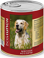 Dog Lunch Консервы для собак мясное ассорти в желе, 750 гр