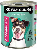 Вкусмясина Влажный корм для собак с говядиной, 340 гр