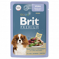 Brit Premium Пауч телятина с зелёным горошком в соусе для взрослых собак мини-пород, 85 гр