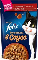 Felix Sensations с говядиной и томатами в соусе, 85 гр