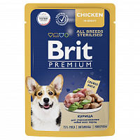 Brit Premium Пауч курица в соусе для взрослых стерилизованных собак всех пород, 85 гр