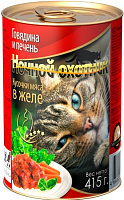 Ночной охотник Говядина и печень в желе, 415 гр