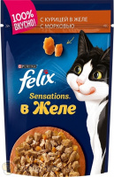 Felix Sensations с курицей и морковью в желе, 85 гр