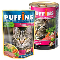 PUFFINS Сочные кусочки ягнёнка в желе для кошек
