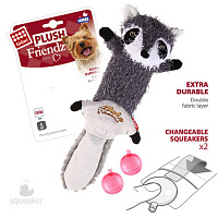 GiGwi Plush Friendz Шкурка енота со сменными пищалками без набивки, 37 см (арт.75352)