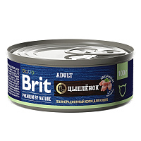 Brit Premium by Nature Консервы с мясом цыплёнка для взрослых кошек, 100 гр