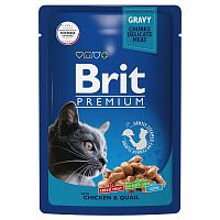 Brit Premium Пауч для взрослых кошек цыплёнок и перепёлка в соусе, 85 гр