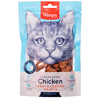 Wanpy Cat Сердечки из курицы с треской, 80 гр