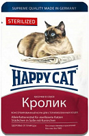 Happy Cat Sterilised Влажный корм для стерилизованных кошек кусочки кролика в желе, 100 гр