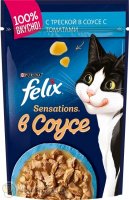 Felix Sensations с треской и томатами в соусе, 85 гр