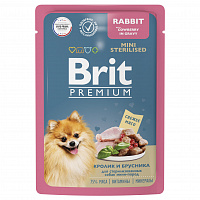 Brit Premium Пауч кролик и брусника в соусе для стерилизованных собак мини-пород, 85 гр