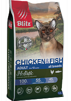 Blitz Holistic Low Grain Adult Cat с курицей и рыбой
