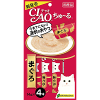 INABA CIAO Churu Лакомство-пюре для кошек Тунец Магуро, 56 гр (14 гр×4 шт)
