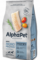 AlphaPet Superpremium MONOPROTEIN Для взрослых собак средних и крупных пород из белой рыбы