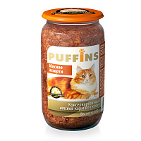 PUFFINS Мясное ассорти кусочки в паштете для кошек, 650 гр