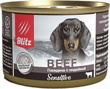 Blitz Sensitive Dog Консервированный корм для собак всех пород и возрастов с говядиной и индейкой