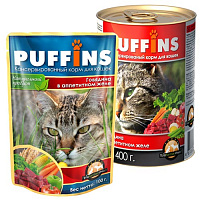 PUFFINS Говядина в аппетитном желе для кошек