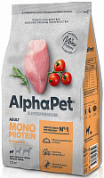 AlphaPet Superpremium MONOPROTEIN Для взрослых собак мелких пород из индейки