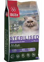 Blitz Holistic Low Grain Adult Sterilised Cat с курицей и печенью